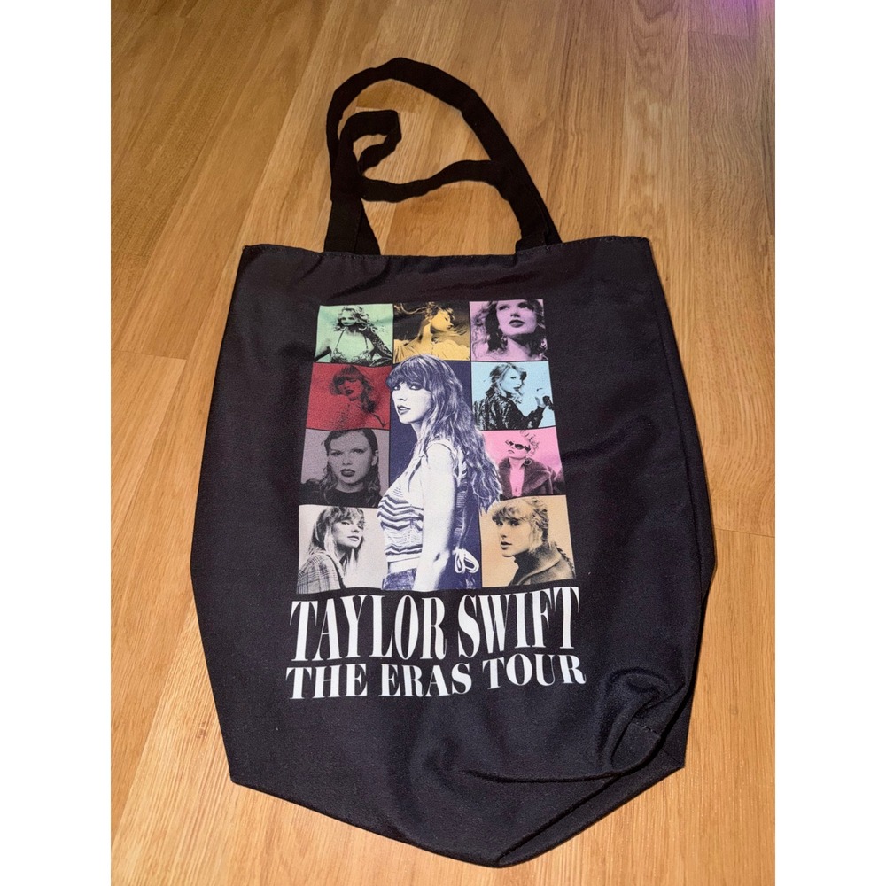 Taylor Swift The Eras Tour Black Canvas Tote Bag North American Dates Swiftie